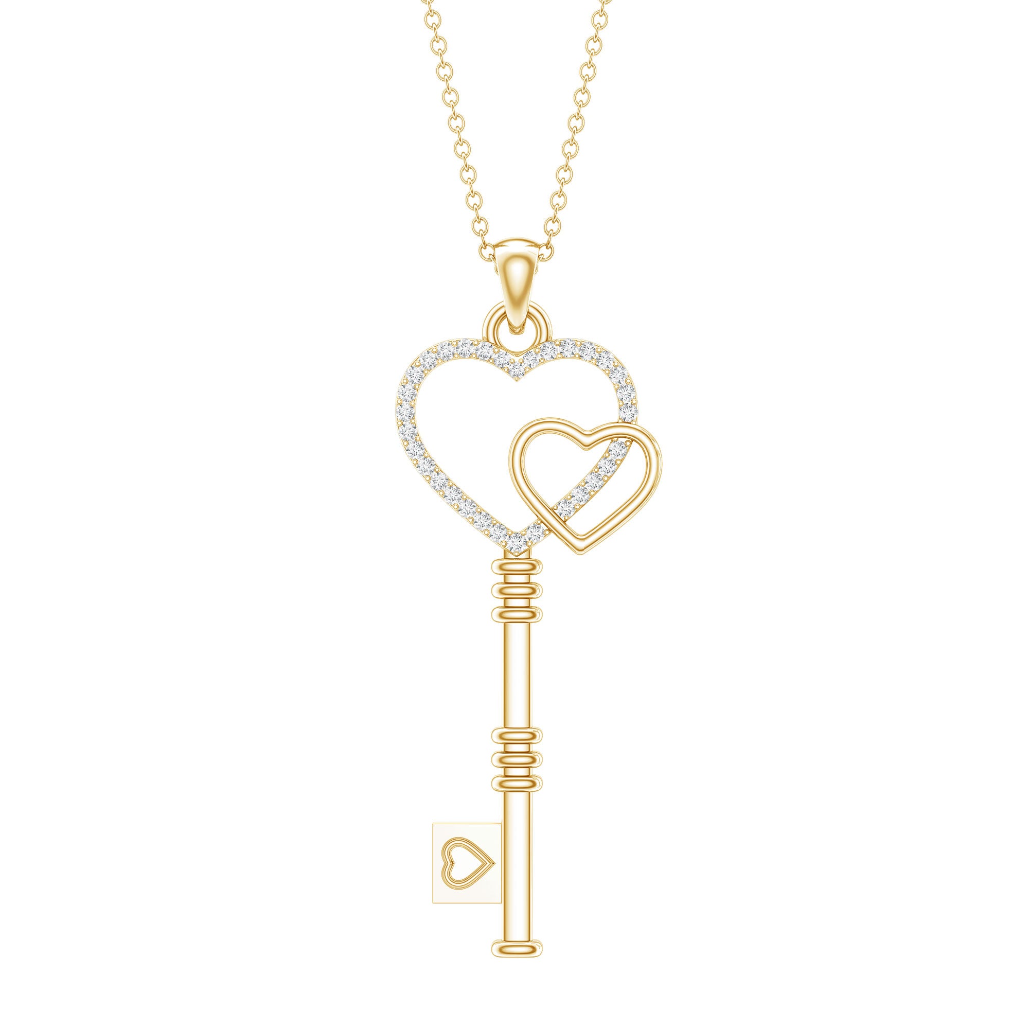 Diamond Key To My Heart Necklace for Women Lab - ( EF-VS ) - Rosec Jewels