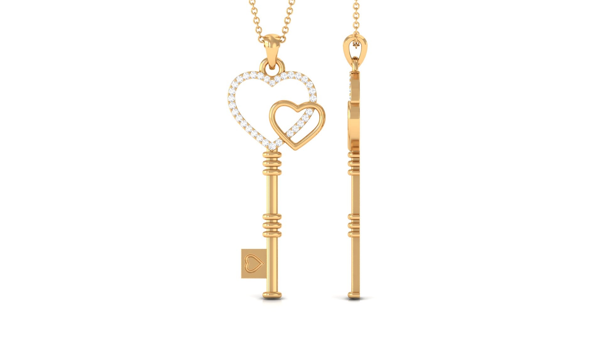Rosec Jewels-Unique Diamond Heart Key Necklace for Women