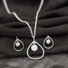 Rosec Jewels-Diamond and Gold Open Teardrop Pendant and Earring Set for Women