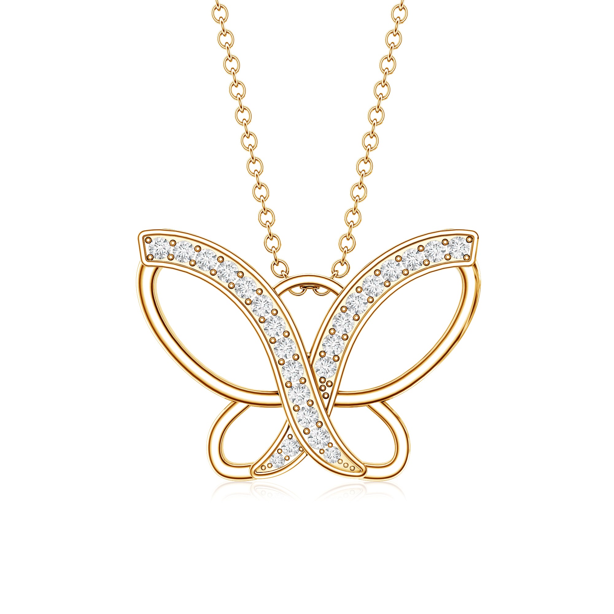 Diamond Butterfly Pendant Necklace For Women Lab - ( EF-VS ) - Rosec Jewels
