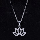 Diamond Lotus Flower Necklace in Pave Setting Lab - ( EF-VS ) - Rosec Jewels