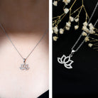 Diamond Lotus Flower Necklace in Pave Setting Lab - ( EF-VS ) - Rosec Jewels