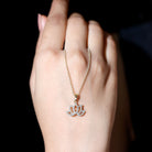Diamond Lotus Flower Necklace in Pave Setting Lab - ( EF-VS ) - Rosec Jewels