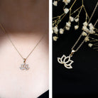 Diamond Lotus Flower Necklace in Pave Setting Lab - ( EF-VS ) - Rosec Jewels