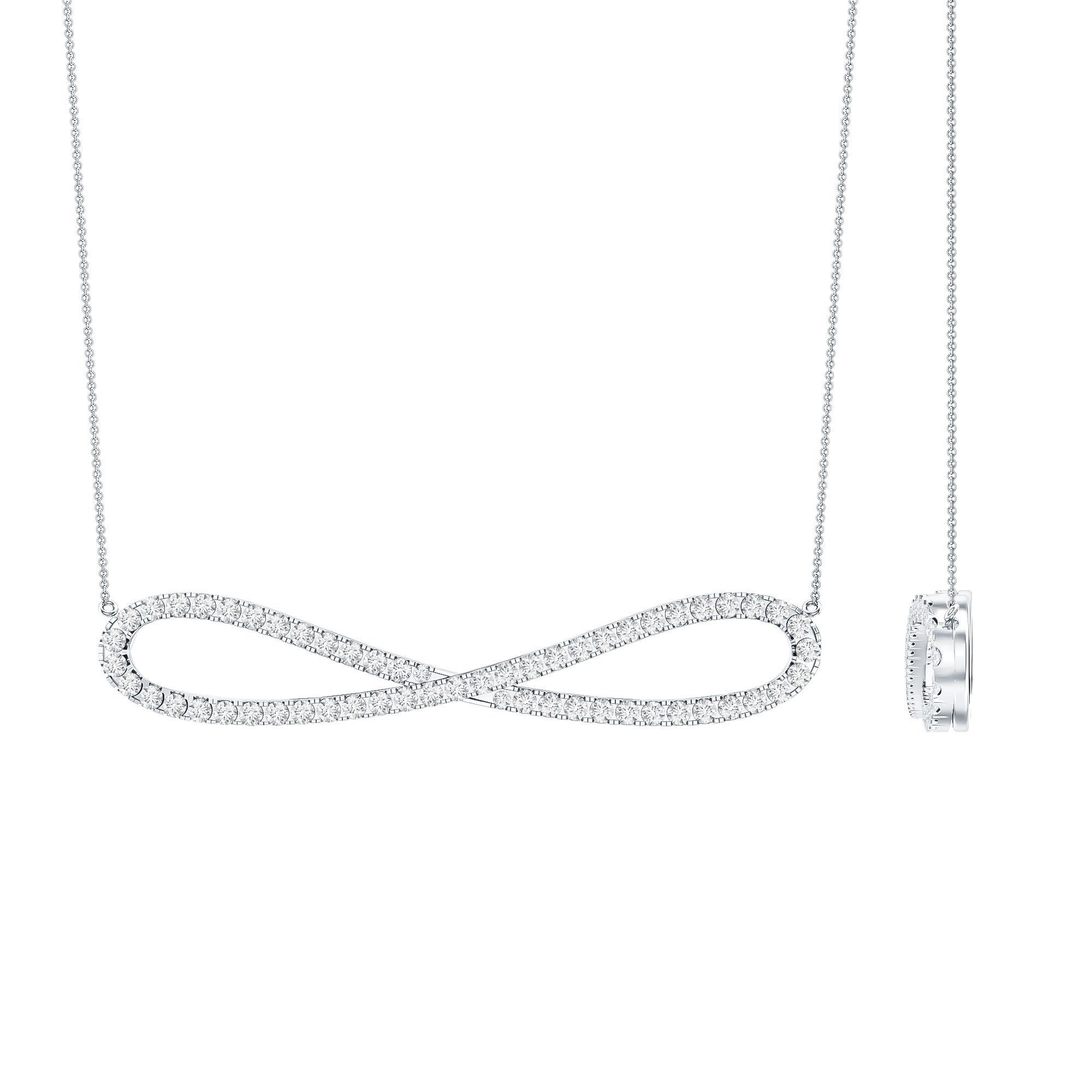 Diamond Sideway Infinity Pendant Necklace Lab - ( EF-VS ) - Rosec Jewels