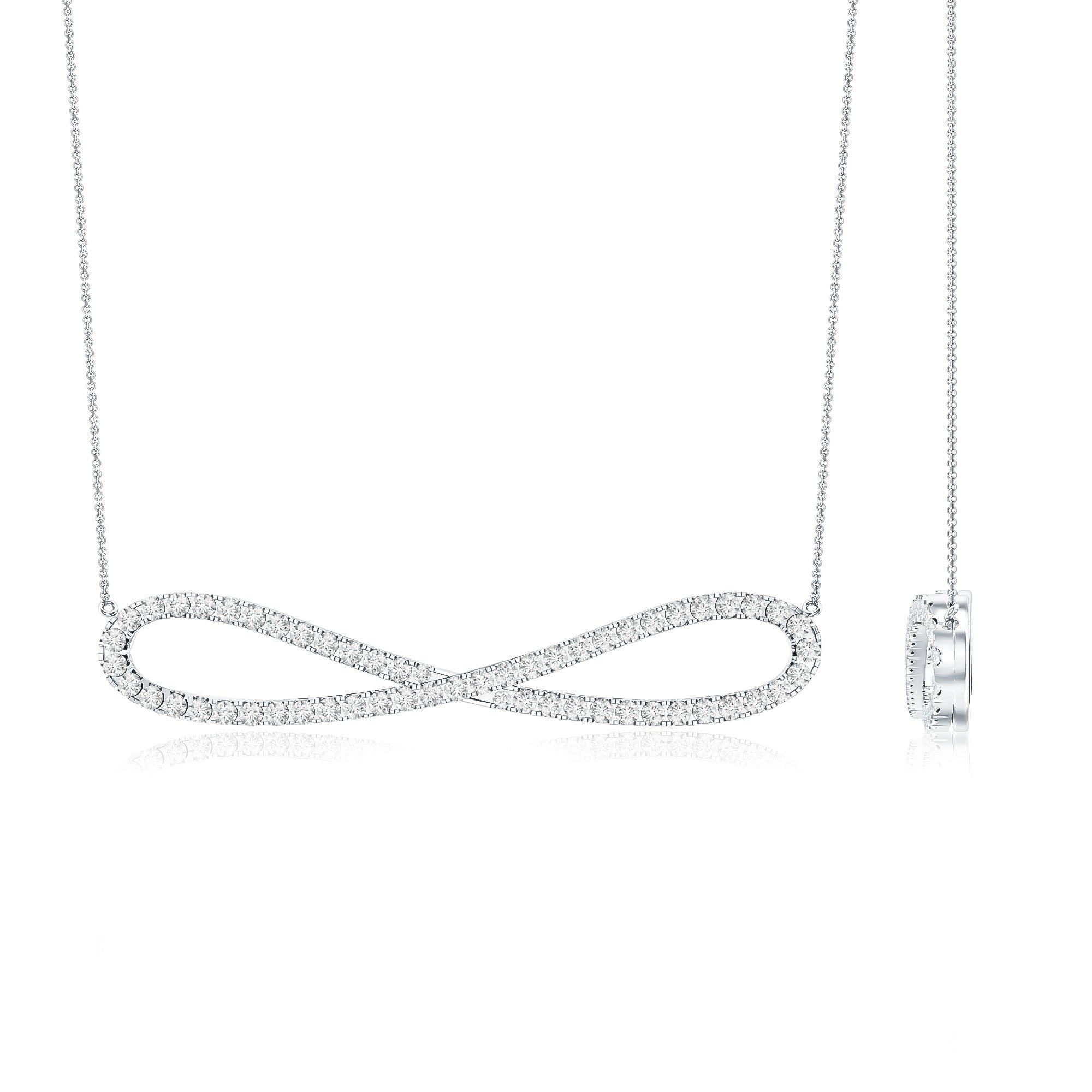 Diamond Sideway Infinity Pendant Necklace Lab - ( EF-VS ) - Rosec Jewels