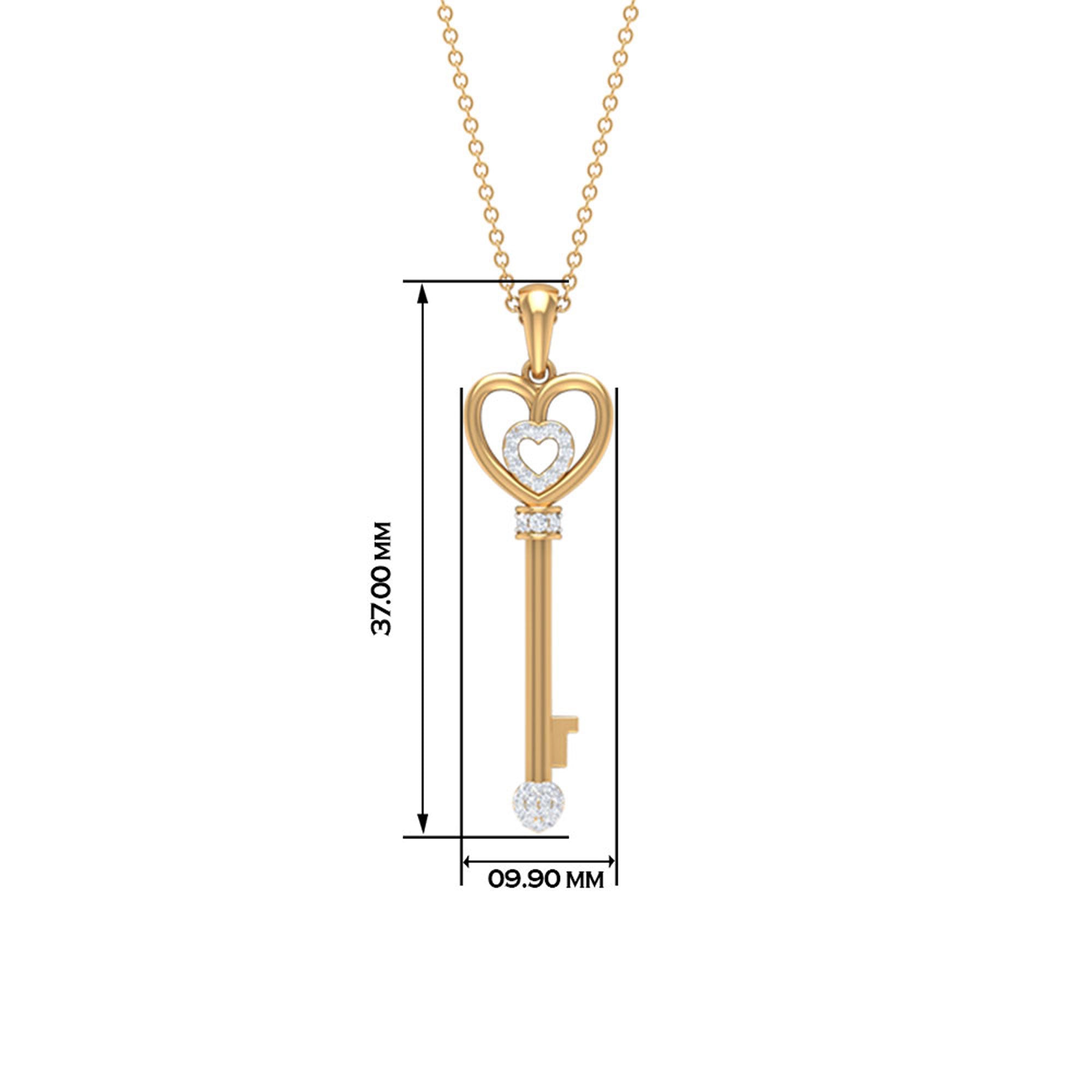 Rosec Jewels-Vintage Key Charm Pendant Necklace with Diamonds