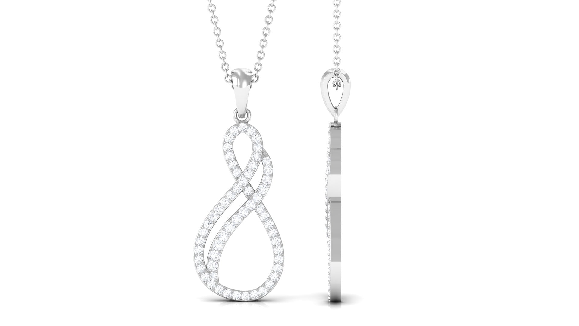 Rosec Jewels-Minimal Diamond Infinity Pendant in Pave Setting