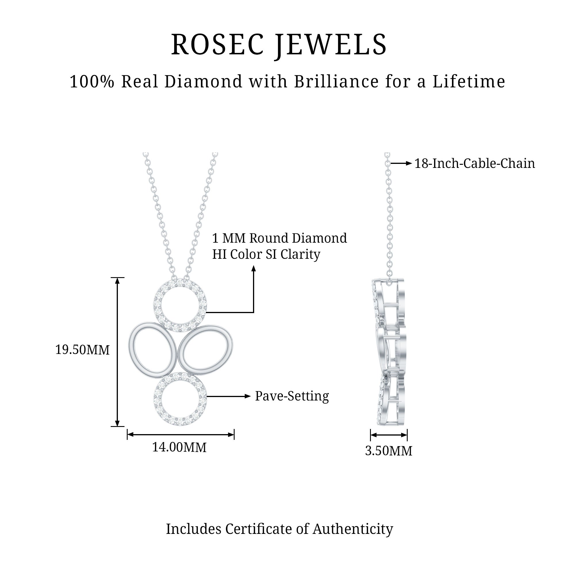 Rosec Jewels-Diamond Contemporary Pendant Necklace in Two Tone Gold