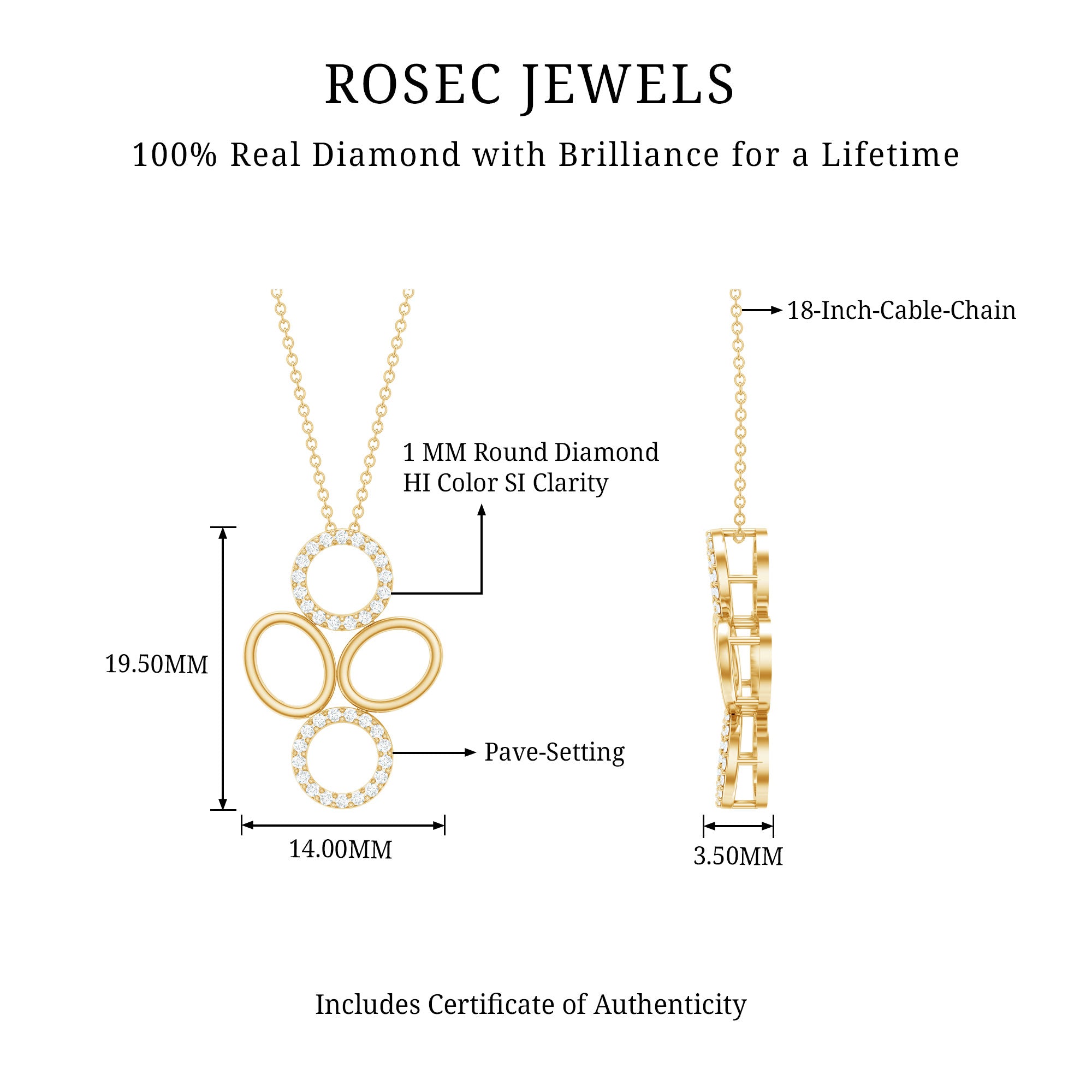 Rosec Jewels-Diamond Contemporary Pendant Necklace in Two Tone Gold