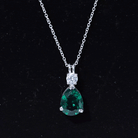 Lab Grown Emerald Teardrop Pendant with Moissanite AAAA - Rosec Jewels