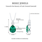 Lab Grown Emerald Teardrop Pendant with Moissanite AAAA - Rosec Jewels