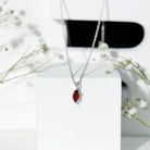 4X8MM Marquise Cut Garnet Solitaire Necklace With Chain AAA - Rosec Jewels