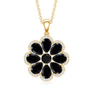 Certified Black Spinel Flower Necklace with Moissanite Halo AAA - Rosec Jewels