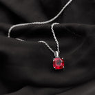 2 Carat Lab Created Ruby Solitaire Necklace With Chain AAAA - Rosec Jewels