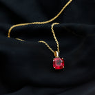 2 Carat Lab Created Ruby Solitaire Necklace With Chain AAAA - Rosec Jewels