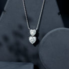 Certified Moissanite Double Heart Necklace in Prong Setting D-VS1 - Rosec Jewels