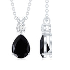4.8 Carat Lab Created Black and White Diamond Teardrop Necklace AAAA ( Synthetic ) - Rosec Jewels
