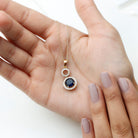 Lab Grown Blue Sapphire Halo Pendant with Moissanite AAAA - Rosec Jewels