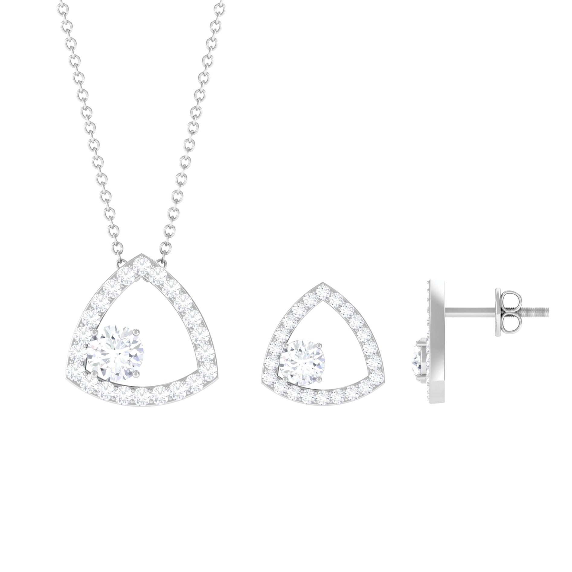 Simple Moissanite Open Triangle Jewelry Set