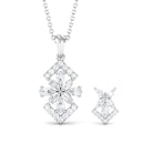 Genuine Diamond Flower Necklace and Earrings Set with Certificate Natural - ( HI-SI ) - Rosec Jewels