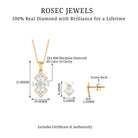 Genuine Diamond Flower Necklace and Earrings Set with Certificate Natural - ( HI-SI ) - Rosec Jewels