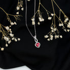 Lab Grown Ruby Infinity Heart Necklace With Chain AAAA - Rosec Jewels