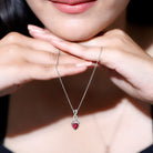 Lab Grown Ruby Infinity Heart Necklace With Chain AAAA - Rosec Jewels