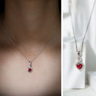 Lab Grown Ruby Infinity Heart Necklace With Chain AAAA - Rosec Jewels