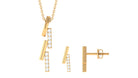 Rosec Jewels-Gold and Diamond Bar Dangle Pendant Earrings Set