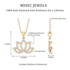 Diamond Lotus Flower Necklace in Pave Setting Natural - ( HI-SI ) - Rosec Jewels