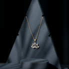 Diamond Lotus Flower Necklace in Pave Setting Natural - ( HI-SI ) - Rosec Jewels