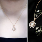 Vintage Style Oval Moissanite Bridal Necklace With Chain D-VS1 - Rosec Jewels