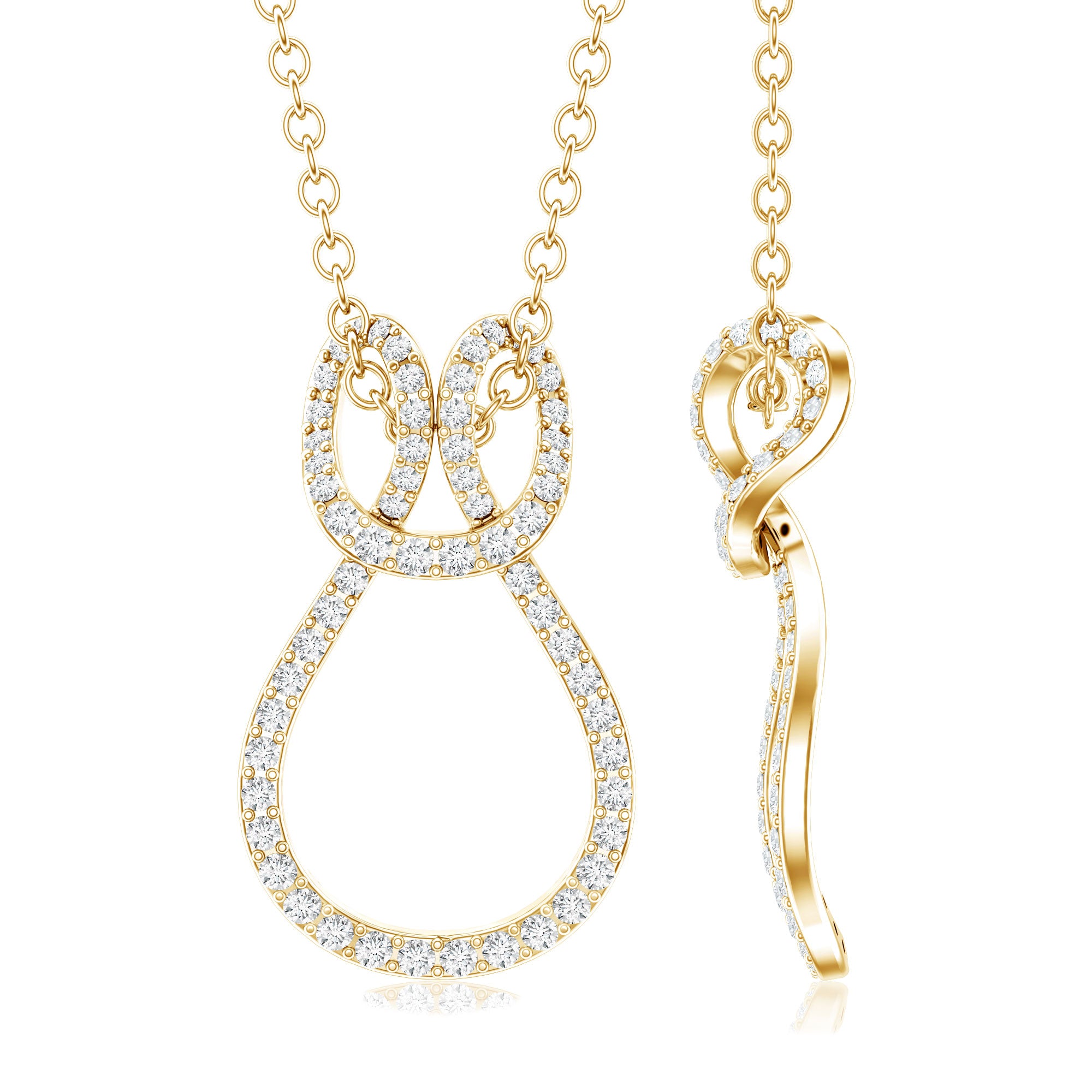 Certified Lab Grown Diamond Infinity Love Knot Necklace For Her Lab - ( EF-VS ) - Rosec Jewels