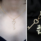 Lab Grown Diamond Key To My Heart Pendant Necklace Lab - ( EF-VS ) - Rosec Jewels