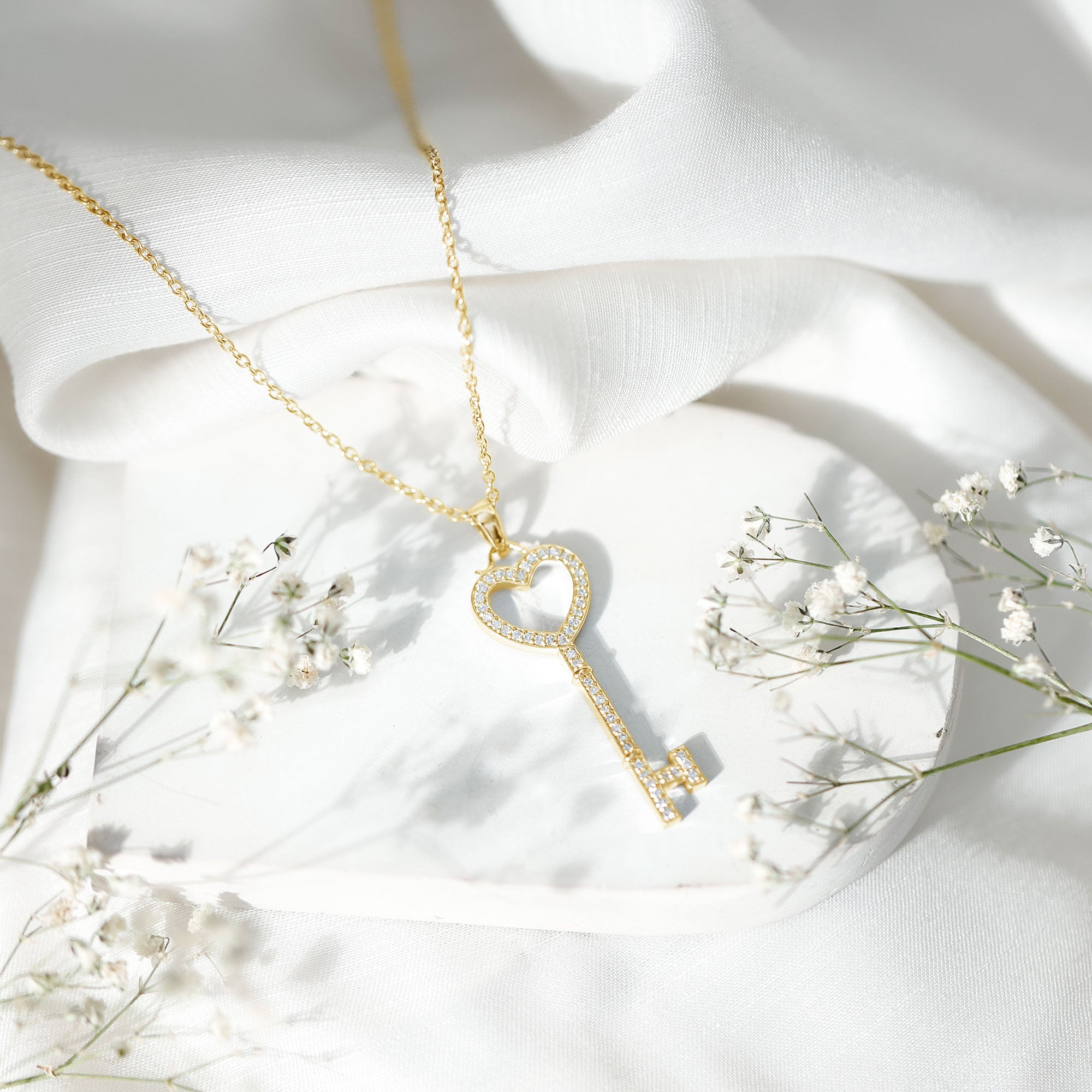 Lab Grown Diamond Key To My Heart Pendant Necklace Lab - ( EF-VS ) - Rosec Jewels