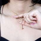 Lab Grown Diamond Key To My Heart Pendant Necklace Lab - ( EF-VS ) - Rosec Jewels