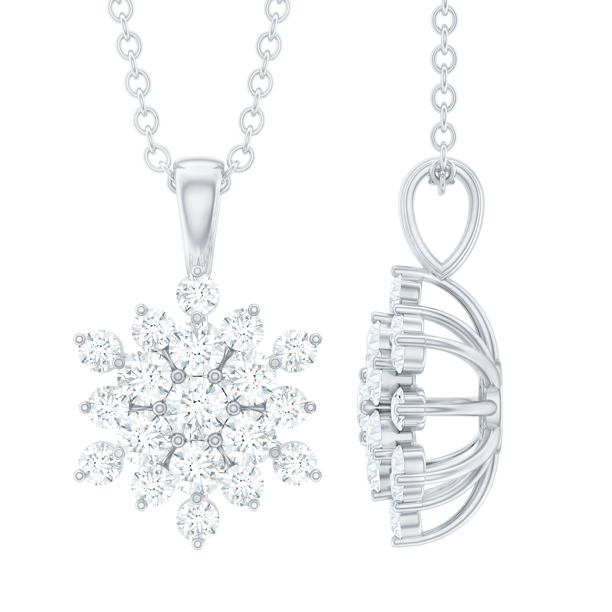 Rosec Jewels-Certified Lab Grown Diamond Snowflake Necklace For Women