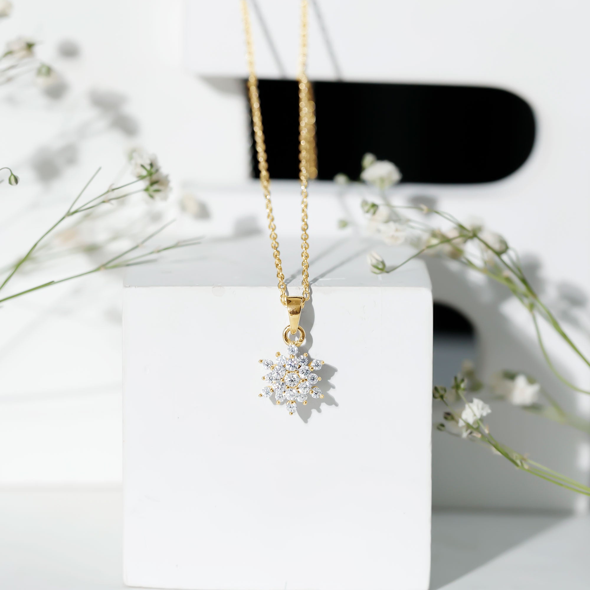 Rosec Jewels-Certified Lab Grown Diamond Snowflake Necklace For Women