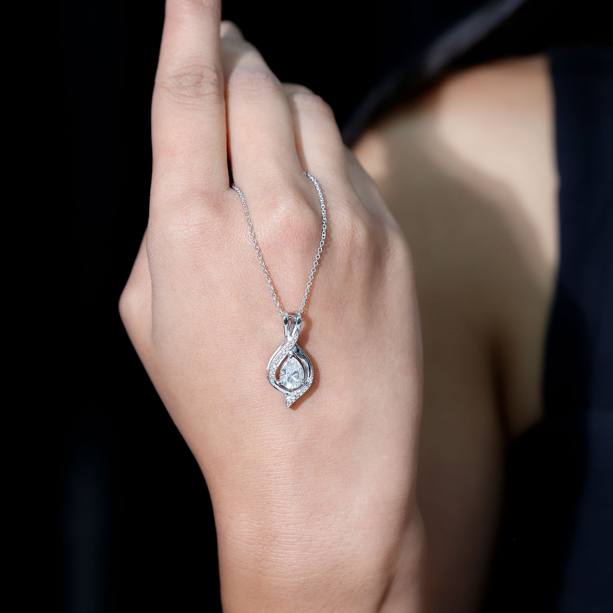 Rosec Jewels-Lab Grown Diamond Teardrop Bridal Wedding Necklace