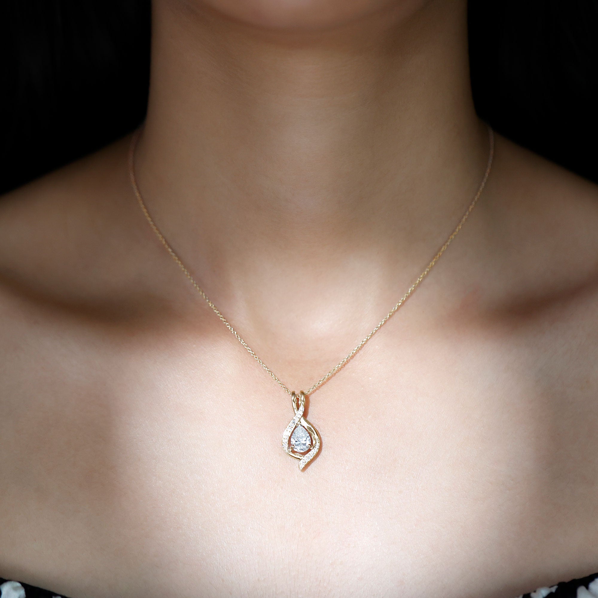 Rosec Jewels-Lab Grown Diamond Teardrop Bridal Wedding Necklace