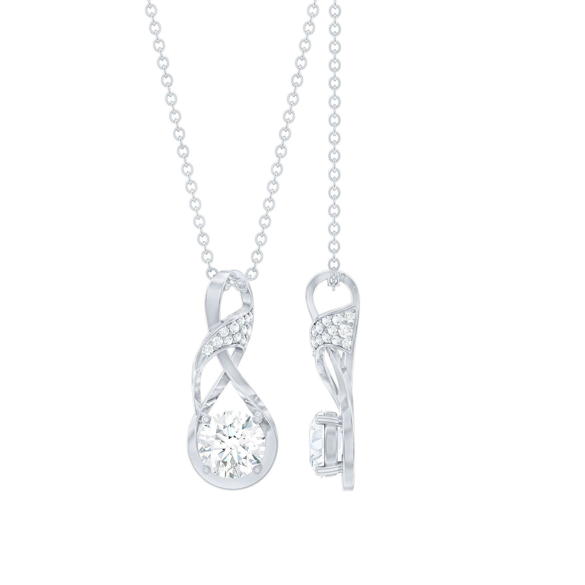 Certified Moissanite Infinity Necklace with Chain