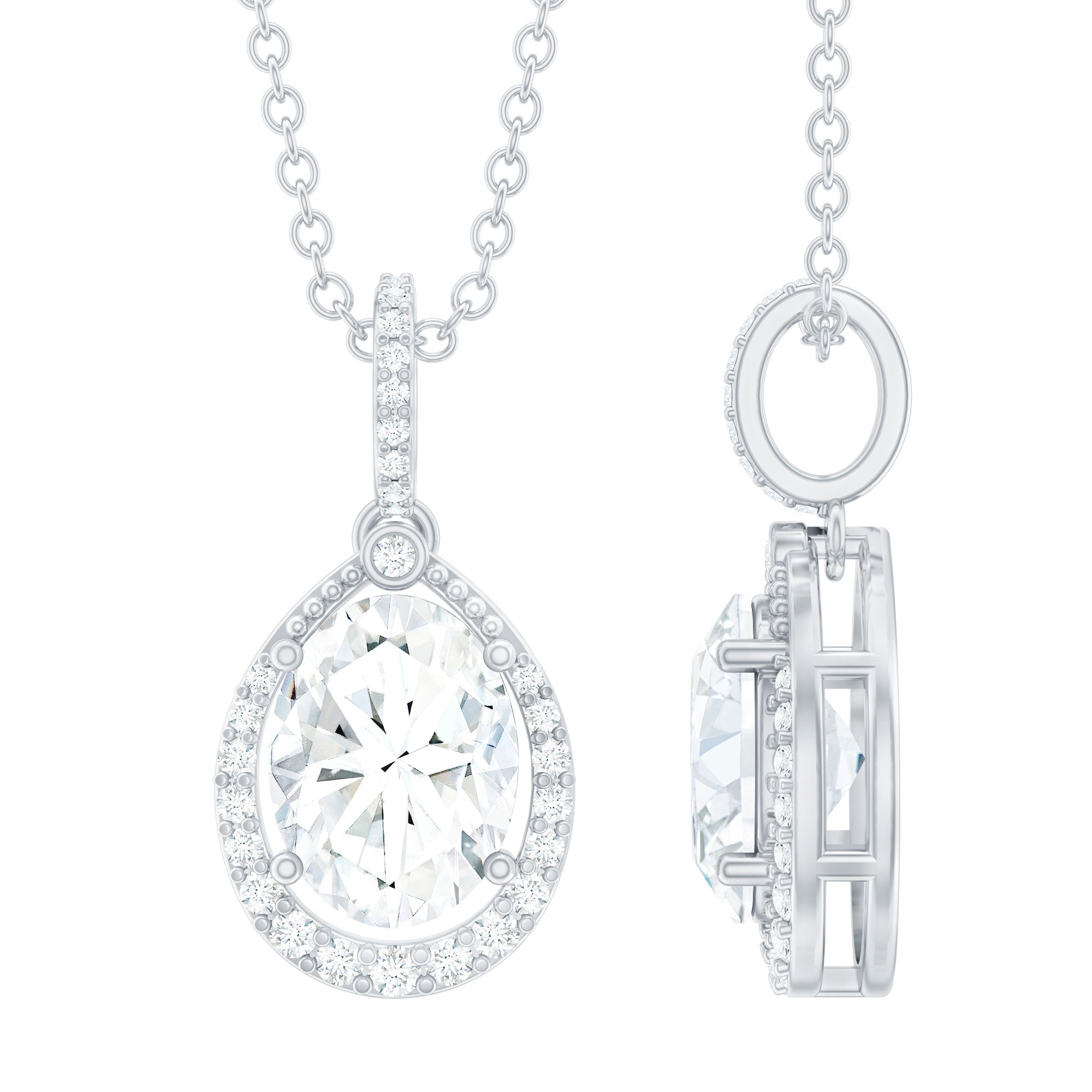 Certified Oval 6X8MM Moissanite Bridal Necklace For Wedding