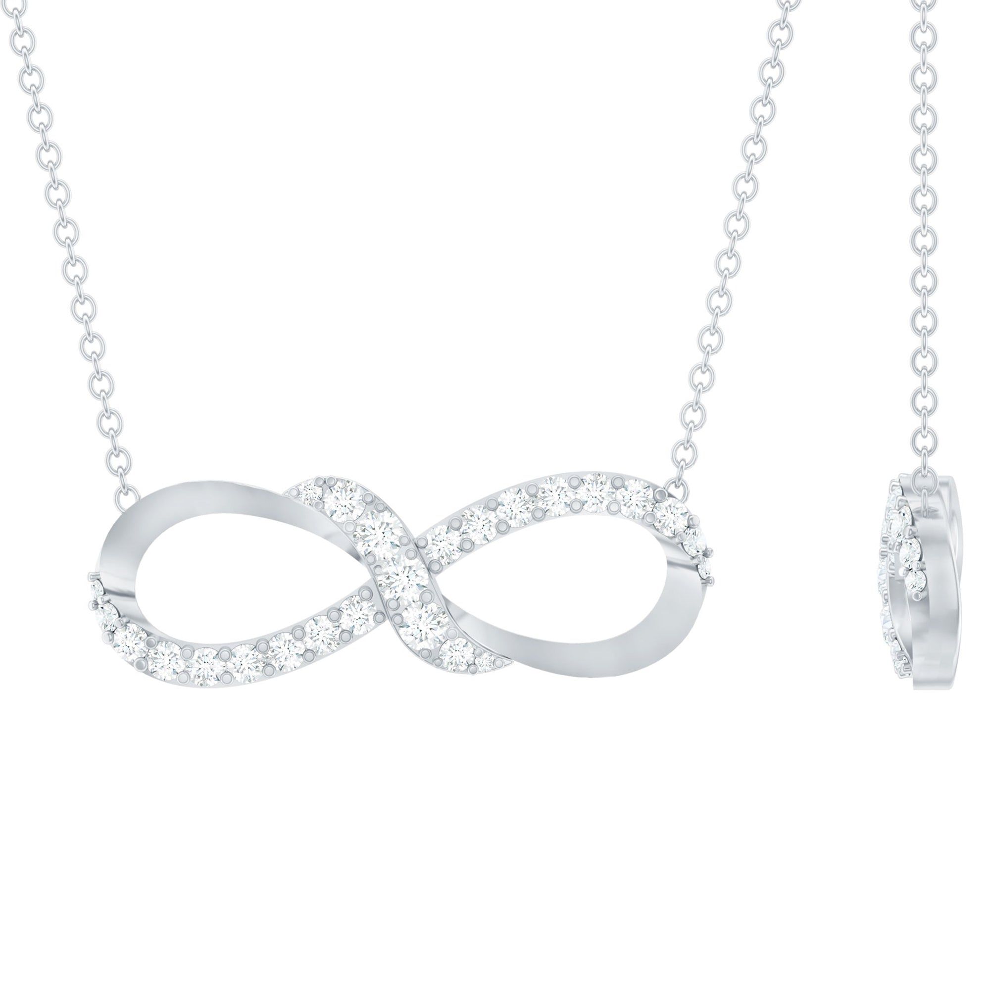 Moissanite Sideways Necklace with Silver Chain