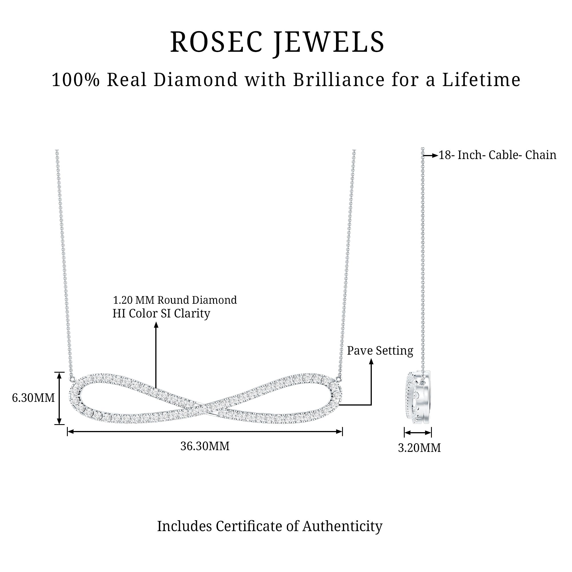 Diamond Sideway Infinity Pendant Necklace Natural - ( HI-SI ) - Rosec Jewels