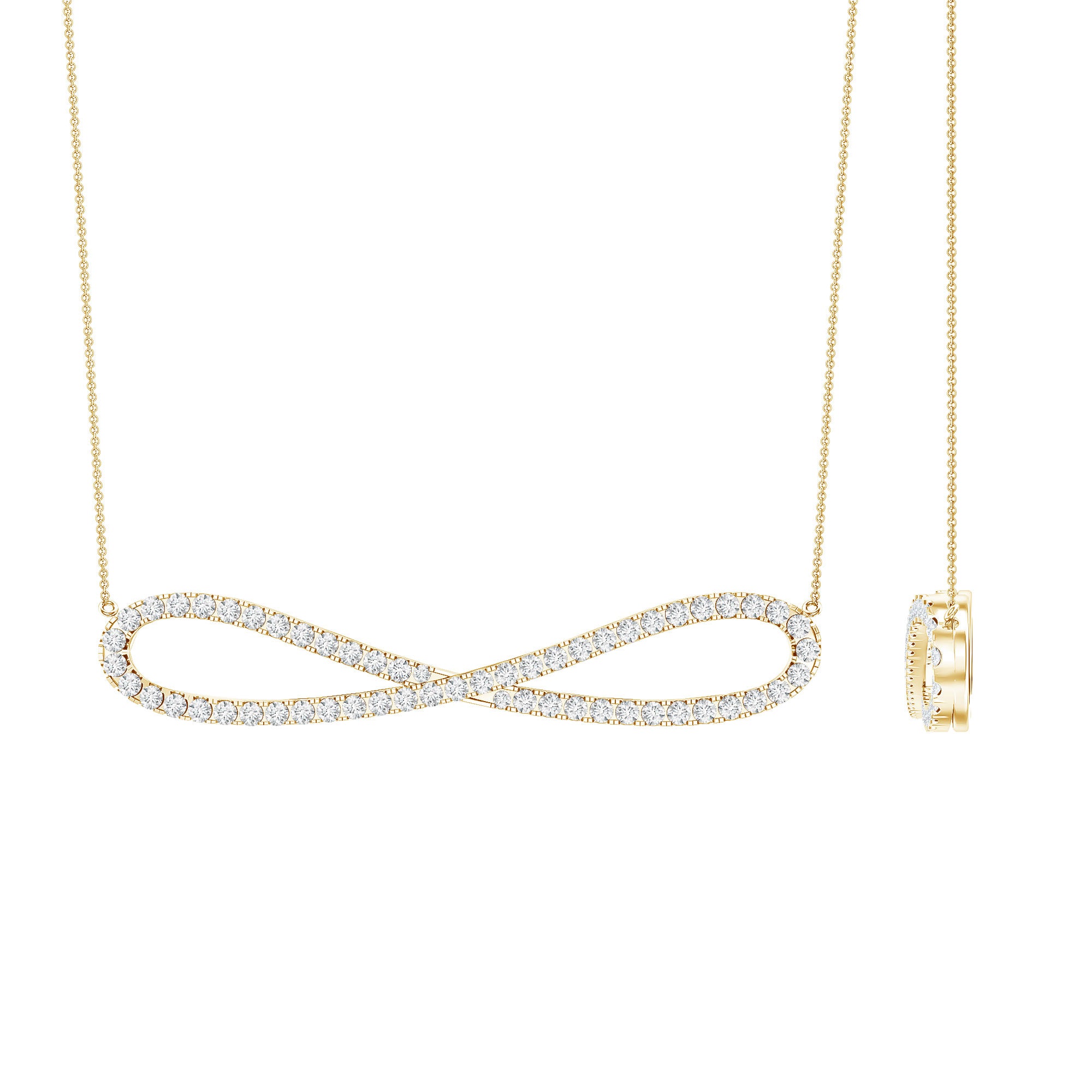 Diamond Sideway Infinity Pendant Necklace Natural - ( HI-SI ) - Rosec Jewels