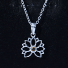 Bezel Set Citrine Lotus Flower Necklace With Chain AAA - Rosec Jewels