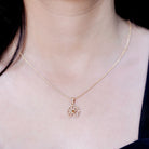 Bezel Set Citrine Lotus Flower Necklace With Chain AAA - Rosec Jewels