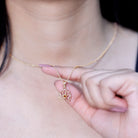 Bezel Set Citrine Lotus Flower Necklace With Chain AAA - Rosec Jewels