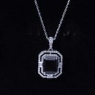 Vintage Inspired 3.4 Carat Emerald Cut Synthetic Black Diamond Pendant Necklace AAAA ( Synthetic ) - Rosec Jewels